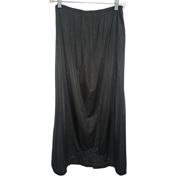 Vintage Slip Sheer Black Long Half 3XL/42 Floral Inset Slit Modest Undergarment - Picture 1 of 3